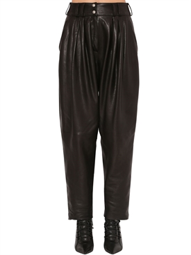 Balmain - Pleated leather pants - Black 