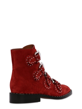 Givenchy - Bottines en daim à clous 20 mm - Rouge | Luisaviaroma