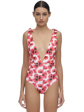 Verdelimon San Antonio Lycra One Piece Swimsuit White Red Luisaviaroma