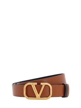 Valentino Garavani Women's Reversible Vlogo Leather Belt - Black Red - Size Medium