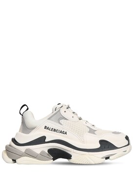 TRIPLE S FAUX LEATHER & MESH SNEAKERS TRIPLE S FAUX LEATHER & MESH SNEAKERS