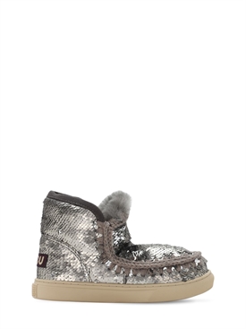 Mou - Botas eskimo de shearling con lentejuelas - | Luisaviaroma