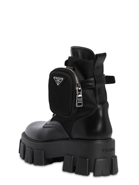 Prada - Botas combat de piel y nylon 55mm - | Luisaviaroma