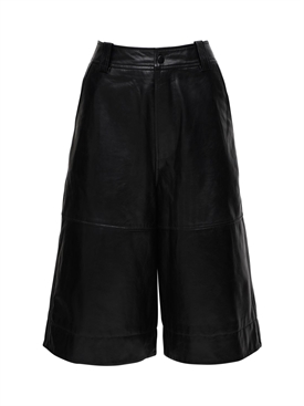 GANNI - Leather culottes - Black 