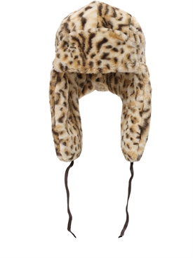 Kangol - Leopard print faux fur trapper 