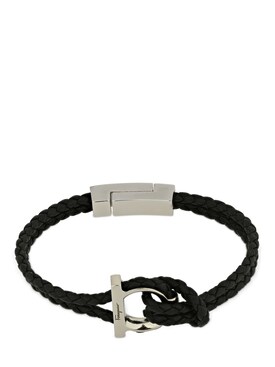 salvatore ferragamo men's leather bracelet