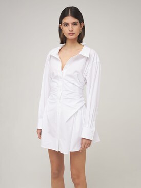 alexander wang gathered mini shirt dress