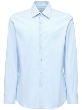 Prada - Slim stretch cotton poplin shirt - White | Luisaviaroma