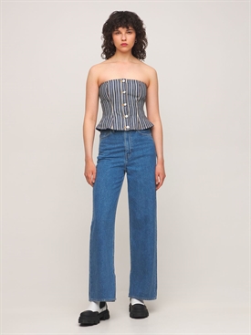 GANNI - Mixed stripe denim top 