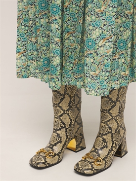 75mm python print leather tall boots 