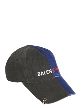 Balenciaga - 50/50 cotton baseball cap w/ piercing - Black/Blue |  Luisaviaroma