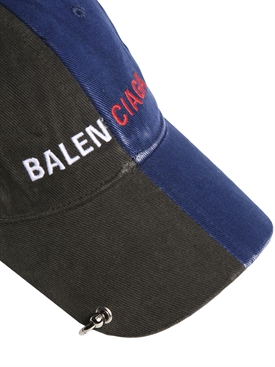 Balenciaga - 50/50 cotton baseball cap w/ piercing - Black/Blue |  Luisaviaroma