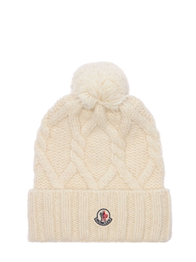 Moncler - Cappello beanie in maglia di misto alpaca - Bianco | Luisaviaroma