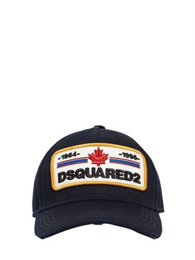 Dsquared2 - Cappello in gabardina di cotone con patch - Navy | Luisaviaroma