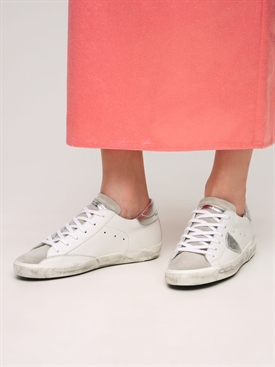 PHILIPPE MODEL - Leather \u0026 suede low sneakers - White/Silver | Luisaviaroma