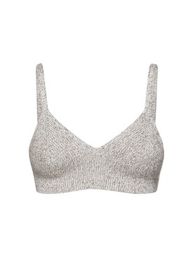 Off-White: VISCOSE BLEND KNITTED BRA TOP - White - women_0 | Luisa Via Roma