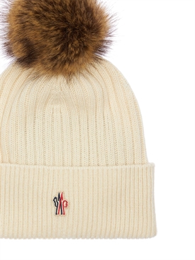 Logo knitted beanie - Ivory | Luisaviaroma