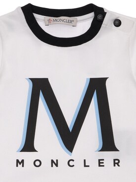 Moncler - Logo print l/s cotton t-shirt - White | Luisaviaroma