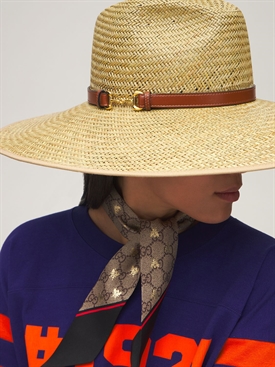 Gucci - Jute wide brim hat w/ horsebit 