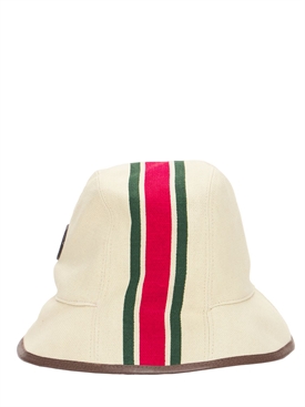 Gucci - Canvas fedora hat w/web stripe 