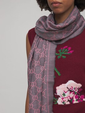 gucci pink grey scarf