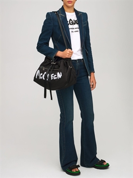 Alexander McQueen - Sandales à scratch en nylon et cuir 20 mm - Noir/Vert |  Luisaviaroma