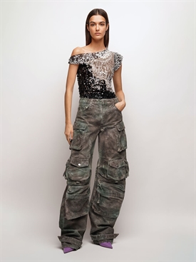 Camouflage printed cotton canvas pants 