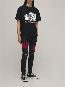 logo letterman denim jeans 