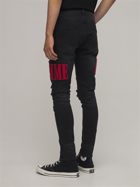 logo letterman denim jeans 