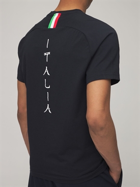 Team Italia stretch-cotton men's T-shirt | EMPORIO ARMANI Man