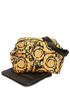 Versace - Bolso cambiador y colchoneta de nylon estampado - Negro/Dorado |  Luisaviaroma