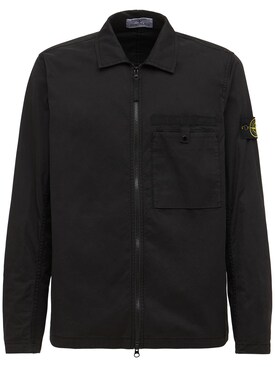 stone island zip overshirt black