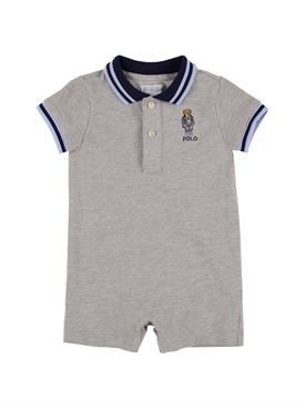 Ralph Lauren - Pelele polo pony de algodón piqué - Gris | Luisaviaroma