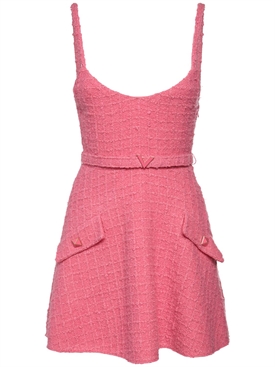Valentino - Vestido corto de tweed de lana y seda - Rosa | Luisaviaroma