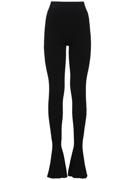 Ermanno Scervino - Viscose blend knit ribbed flared pants - Black |  Luisaviaroma