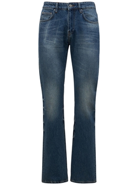 Aged indigo straight denim jeans 