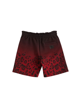Leopard print cotton sweat shorts 