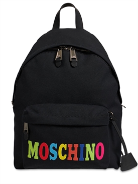 Moschino - Zaino in tela di cotone con logo - Nero | Luisaviaroma