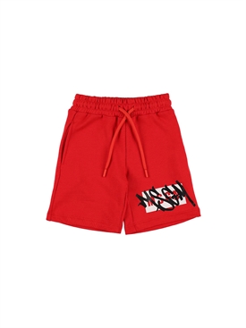 Msgm - Logo jersey sweat shorts - Red 