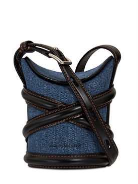 Alexander McQueen - Pochette micro the curve in denim - Blue / Black |  Luisaviaroma