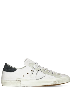 PHILIPPE MODEL - Paris leather \u0026 suede sneakers - White/Black | Luisaviaroma