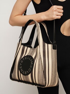 Stella McCartney - Logo striped woven shoulder bag - Striped Rafia |  Luisaviaroma