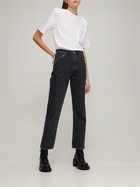 pinch waist high straight jeans 