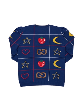 Gucci - Suéter de punto de algodón con intarsia - Azul Marino | Luisaviaroma