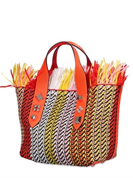 Christian Louboutin - Borsa shopping piccola frangibus in rafia -  Multi/Sunrise | Luisaviaroma