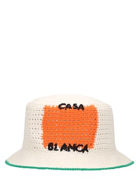 Casablanca - Logo crochet cotton bucket hat - | Luisaviaroma