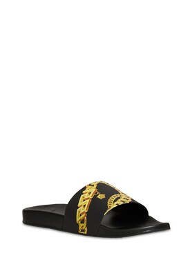 versace sandals black and gold