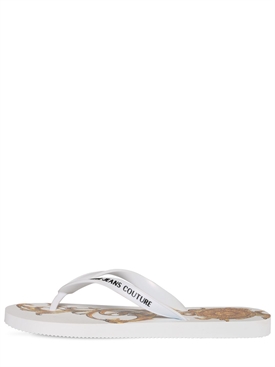 Versace Jeans Couture - Sandalias flip flop con estampado barroco -  Blanco/Oro | Luisaviaroma