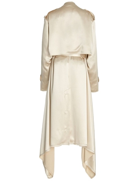 white silk duster coat