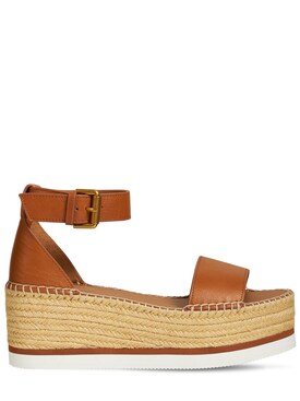 chloe tan wedges